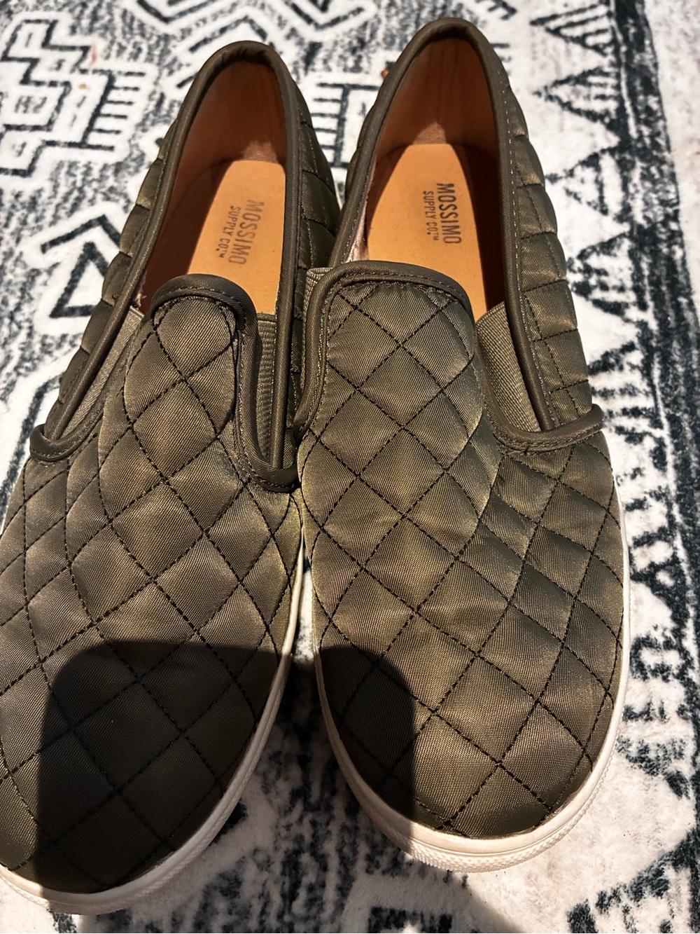 Mossimo Supply Co. Quilted Slip-On Loafers in Olive Green